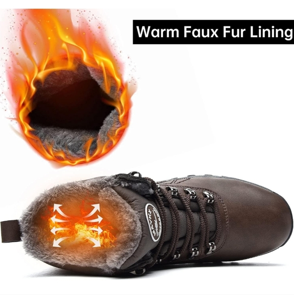 Mens Shoes Winter Snow Boots Waterproof Fur Lined Leather Ankle Non-Slip - Picture 12 of 14